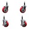 Service Caster 4'' SS Red Poly Wheel Swivel 3/4'' Expanding Stem Caster Set 2 Brakes, 4PK SCC-SSEX20S414-PPUB-RED-2-TLB-2-34 - alternate 1